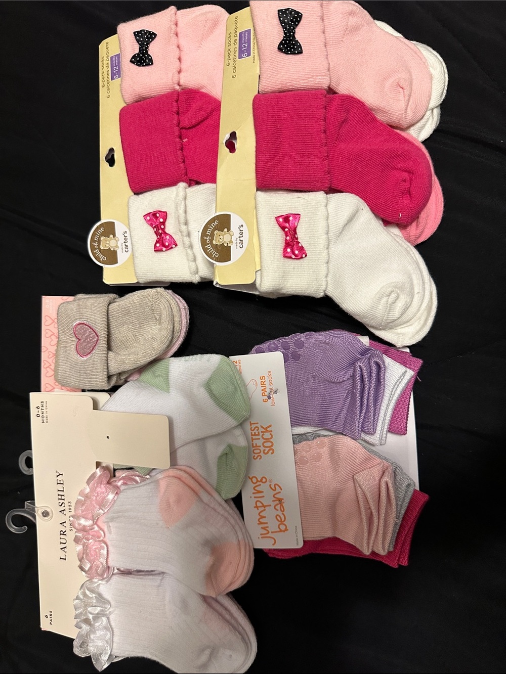 26 Pairs Baby Girls Sock Pack - Pink, Hot Pink, White, Purple, Cream